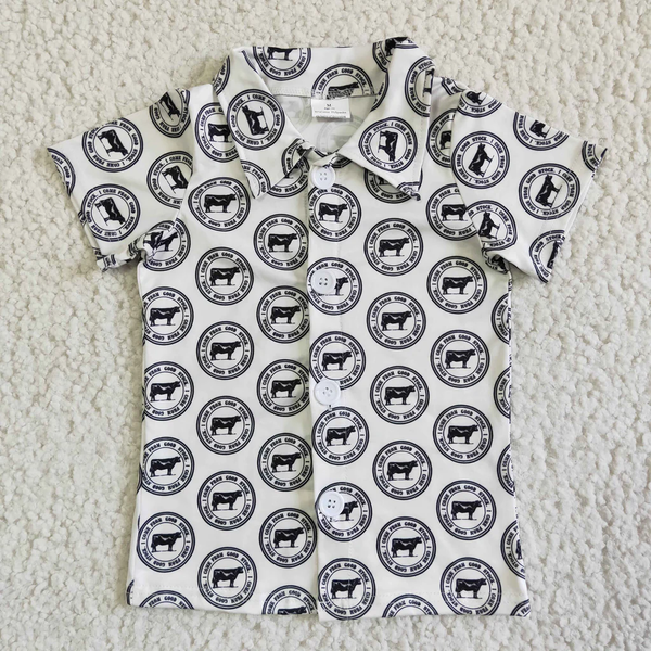 RTS  Matching clothing toddler clothes cowboy fishing print boy summer clothing-2026.3.17