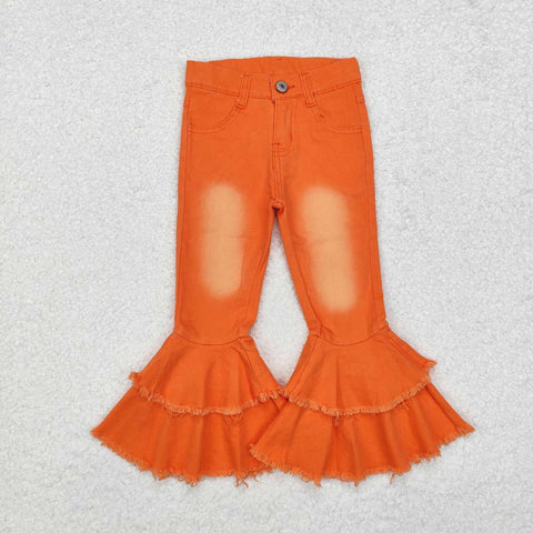 E1-11 RTS baby girl clothes orange girl halloween clothes toddler bell bottom jeans