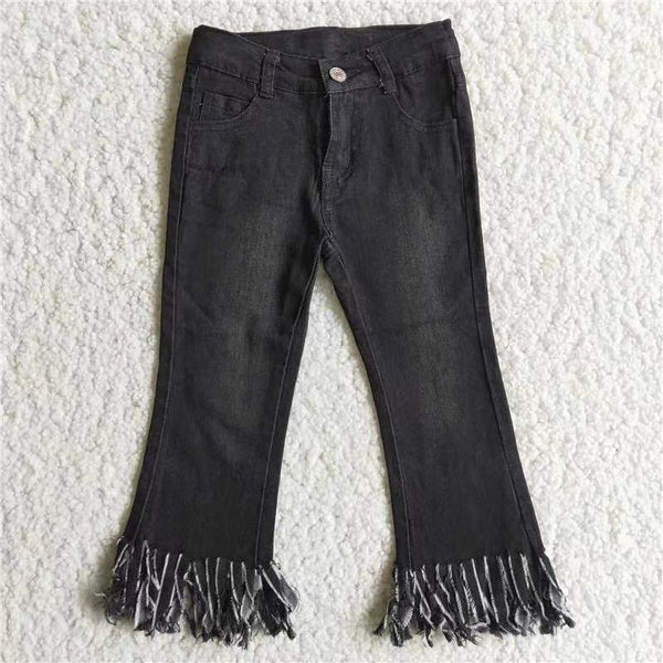 D4-30 baby girl clothes black tassel jeans winter pant 2