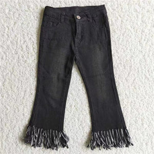 D4-30 baby girl clothes black tassel jeans winter pant 1