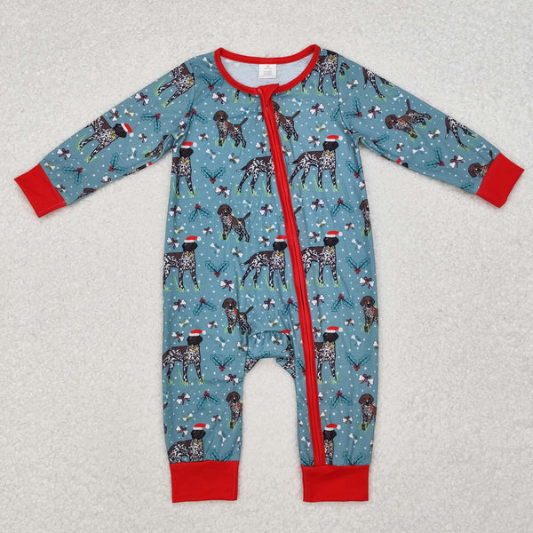 LR1768 RTS baby boy clothes hunting dog boy christmas winter romper-bamboo