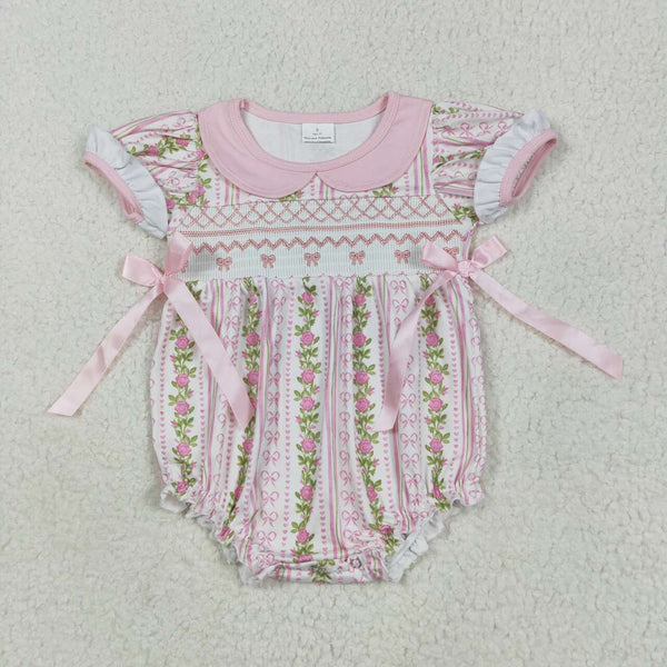 SR2994 RTS baby girl clothes floral girl summer bubble smock