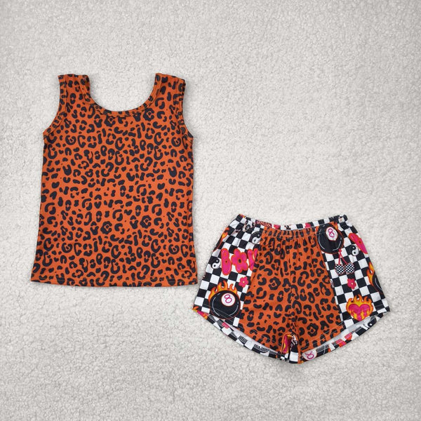 GSSO2391 RTS baby girl clothes leopard print  toddler girl summer outfit