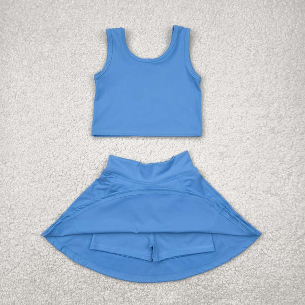 GSD1985 RTS girl clothes blue girl summer set yoga clothes athletics sports clothes