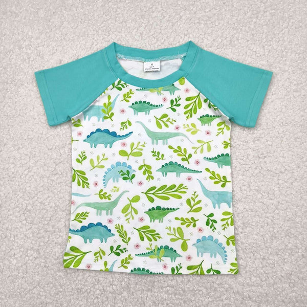 A3-21 RTS toddler boy clothes green dinosaur boy summer top tshirt