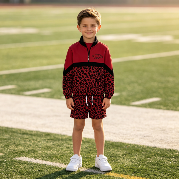 Custom order MOQ:5pcs each design kids boy winter outfit long sleeve shorts set state winter clothes 4