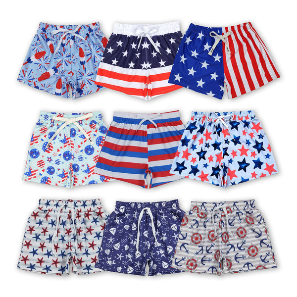 RTS toddler clothes matching clothing star print shorts baby boy 4th of  July summer swim trunks-2026.2.2