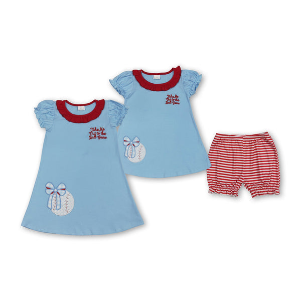 RTS Matching kids clothing embroidery baseball print clothing baby girl summer clothing-2026.4.8