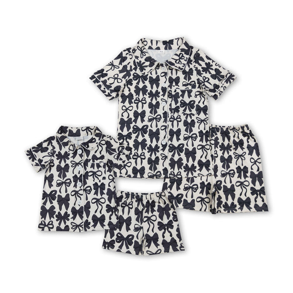 RTS toddler clothes matching black bows clothing  mama kids clothes-2025.7.24