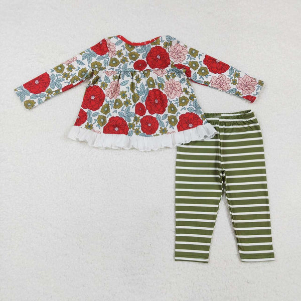 GLP2099 RTS toddler girl clothes floral print girl winter set