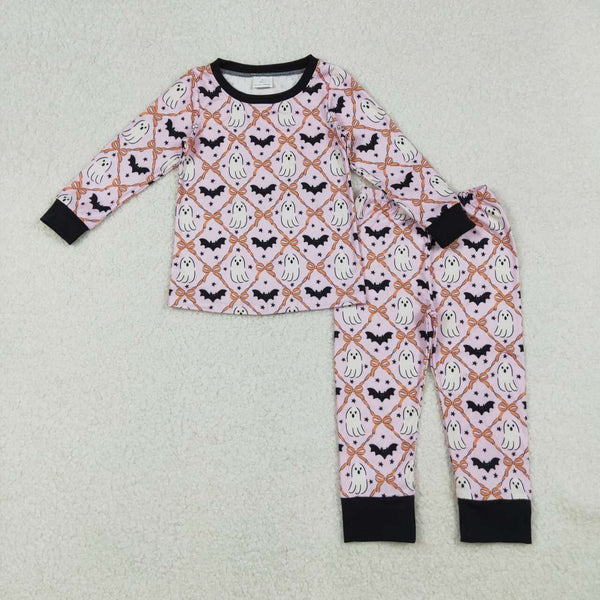 GLP2639 RTS girl clothes ghost print girl halloween pajamas winter set