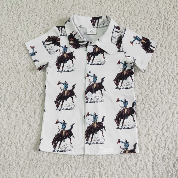 RTS  Matching clothing toddler clothes cowboy fishing print boy summer clothing-2026.3.17
