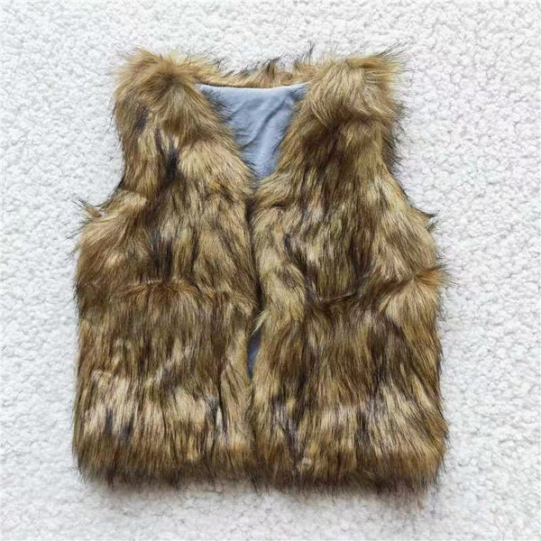 brown fur vest red cartoon christmas outfits baby girl clothes 5