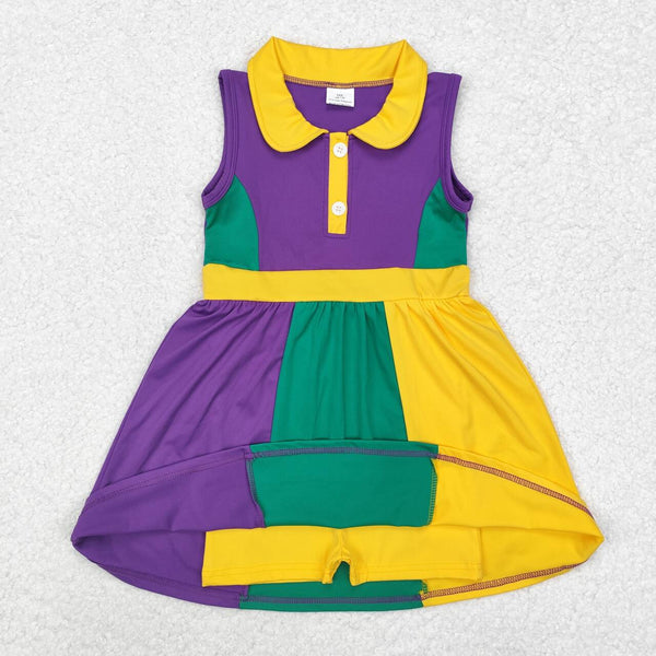 GSD1434 RTS toddler girl clothes mardi gras girl summer yoga dress