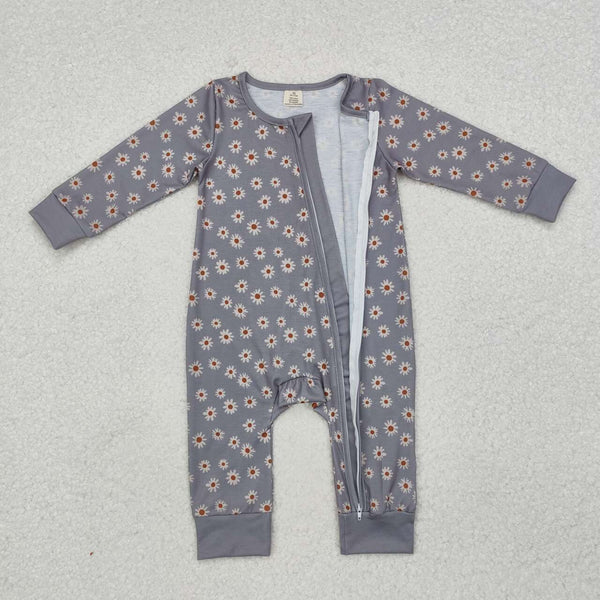 LR1603 RTS baby girl clothes grey flower girl winter romper-bamboo