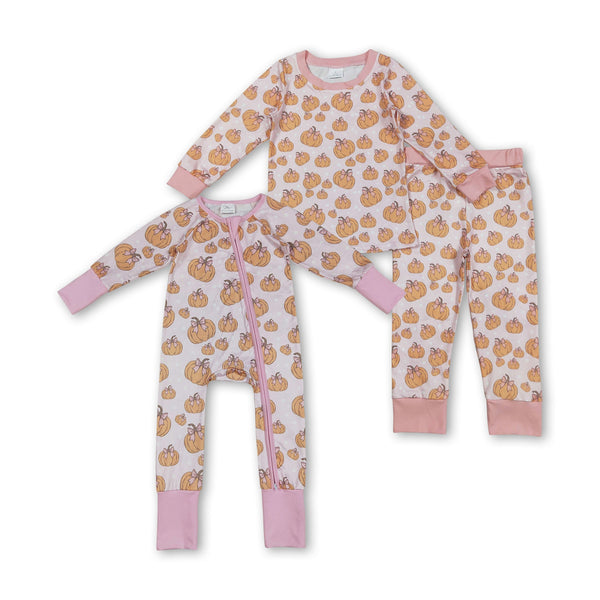 GLP2416 girl halloween outfit pumpkin girl halloween pajamas set