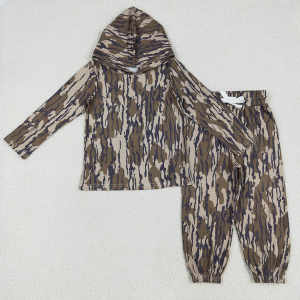 BLP1063 RTS boy clothes brown camo boy winter set hoodies outfit