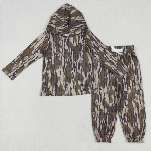 BLP1064 RTS boy clothes bottomland camo boy winter set hoodies outfit