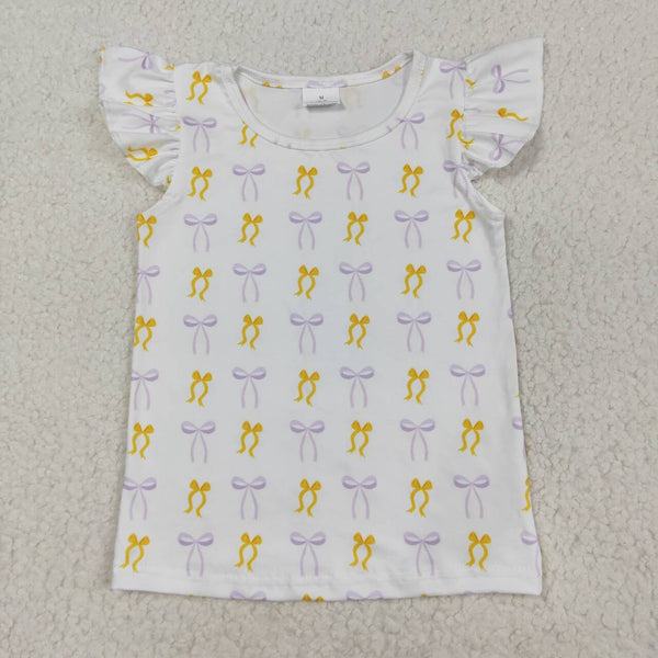 GT1147 RTS toddler girl clothes bows flutter girl summer top tshirt