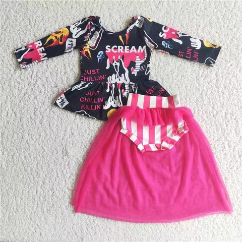 6 C8-24 baby girl clothes hot pink halloween tulle skirt set-promotion 2024.9.28 $2.99