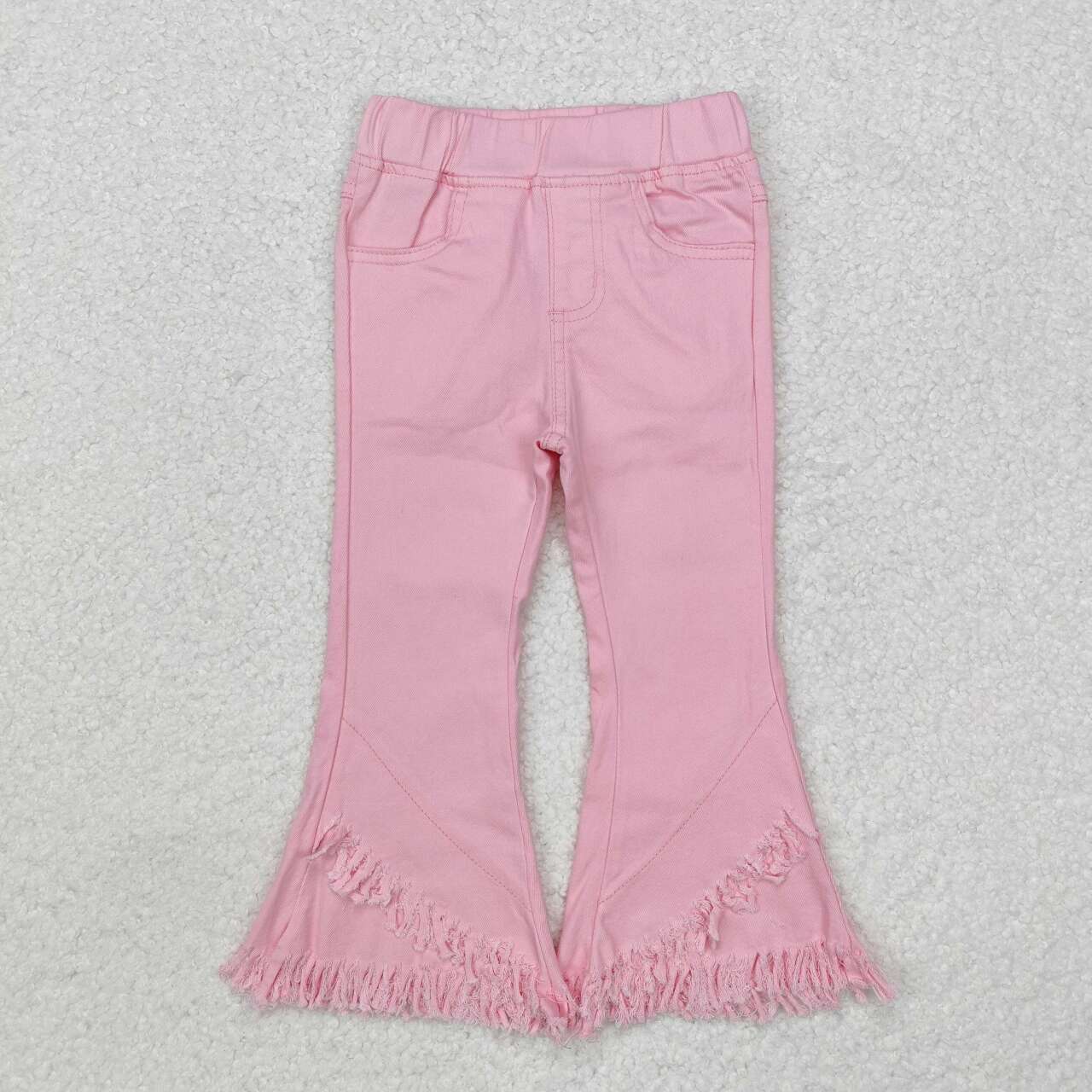 P0463 RTS baby girl clothes girl bell bottom jeans pink tassel toddler winter pant