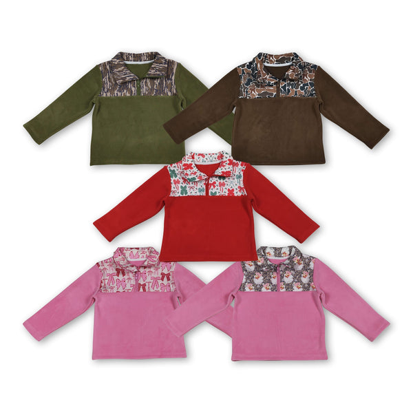 RTS toddler clothes matching clothing santa bows print top  baby christmas winter t-shirt-2025.10.17