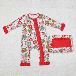 LR1509 RTS baby girl clothes gingerbread man girl christmas romper-bamboo