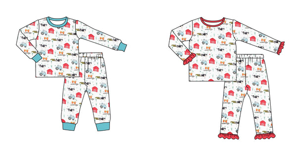 sleepwear children clothes farm winter pajama set