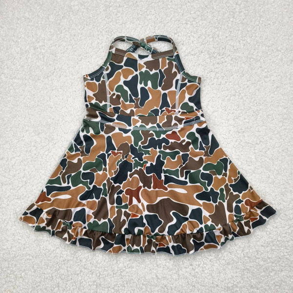 GSD2309 RTS toddler girl clothes camo girl summer dress yoga clothes athletics sport clothes