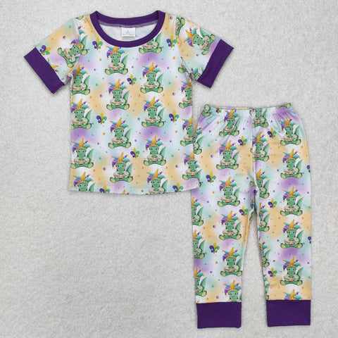 BSPO0547 RTS boy clothing Mardi Gras pants set