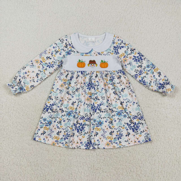 GLD1071 RTS Girl clothes pumpkin girl  halloween embroidery dress