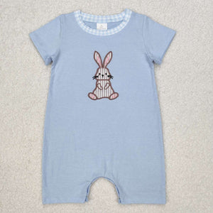 SR2404 RTS baby boy clothes bunny embroidery boy easter romper