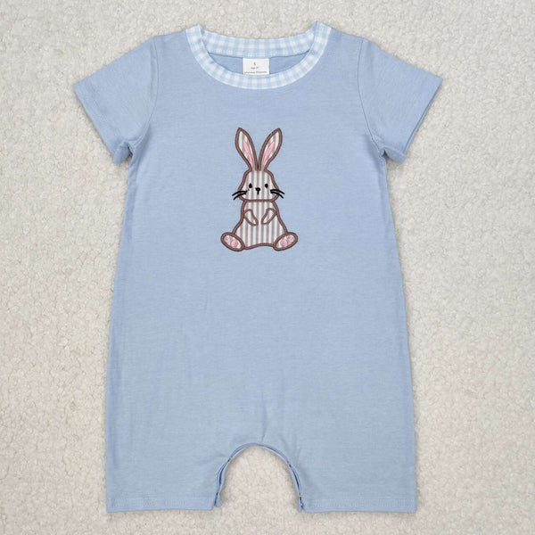 SR2404 RTS baby boy clothes bunny embroidery boy easter romper