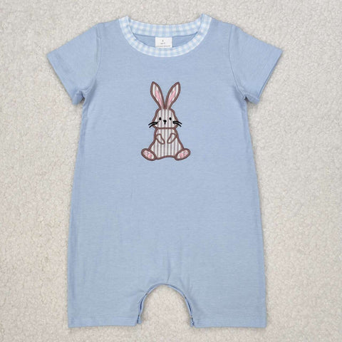 SR2404 RTS baby boy clothes bunny embroidery boy easter romper