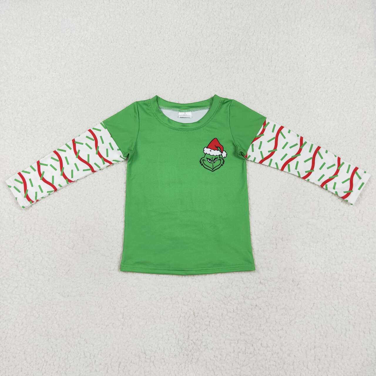 BT0770 RTS toddler boy clothes green cartoon boy christmas winter top shirt