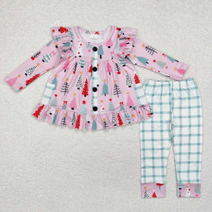 GLP1998 RTS  toddler girl clothes trees  girl winter christmas set