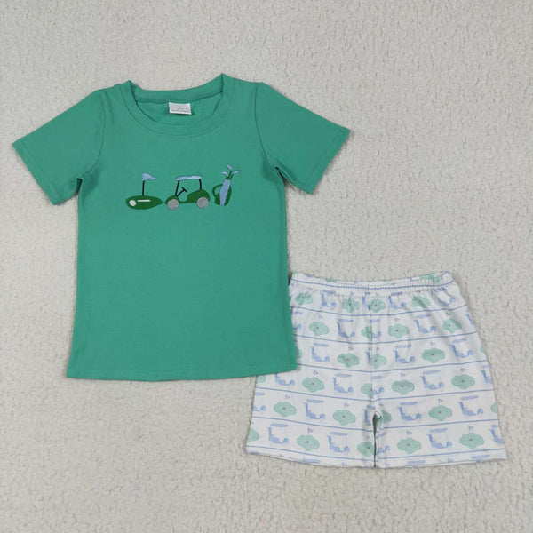 BSSO1540 RTS boy clothes golf boy summer embroidery outfit