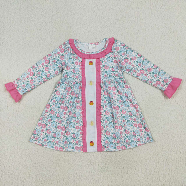 GLD1053 RTS toddler clothes turkey baby girl Thanksgiving Day winter dress embroidery