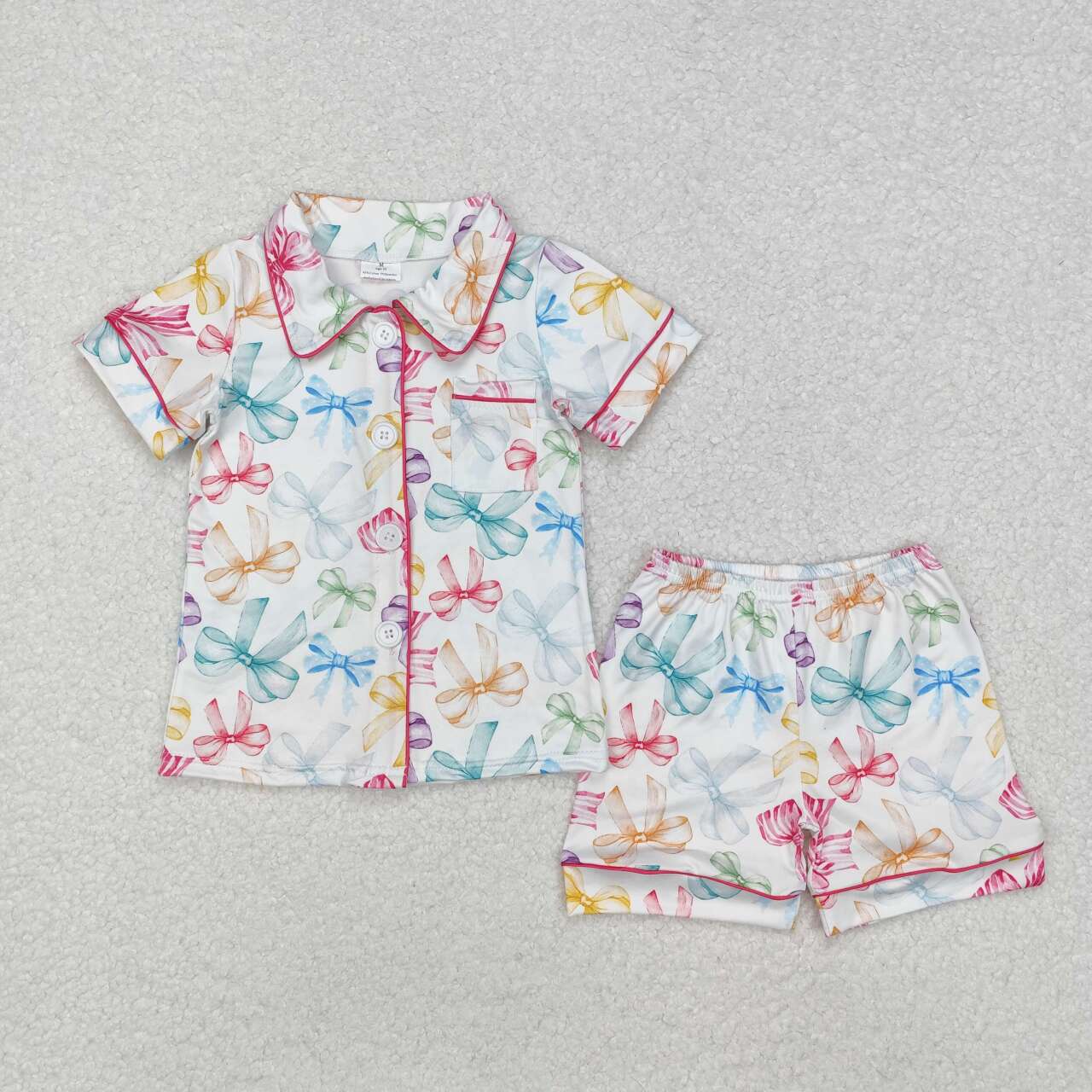 GSSO1478 RTS baby girl clothes bows toddler girl summer outfit grandmillennial pajamas set