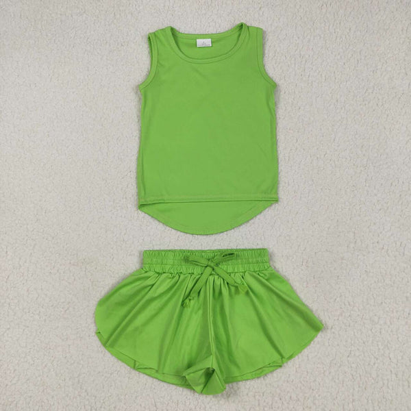 GSSO2503 girl clothes green girl summer top shirt yoga clothes atheletic clothes