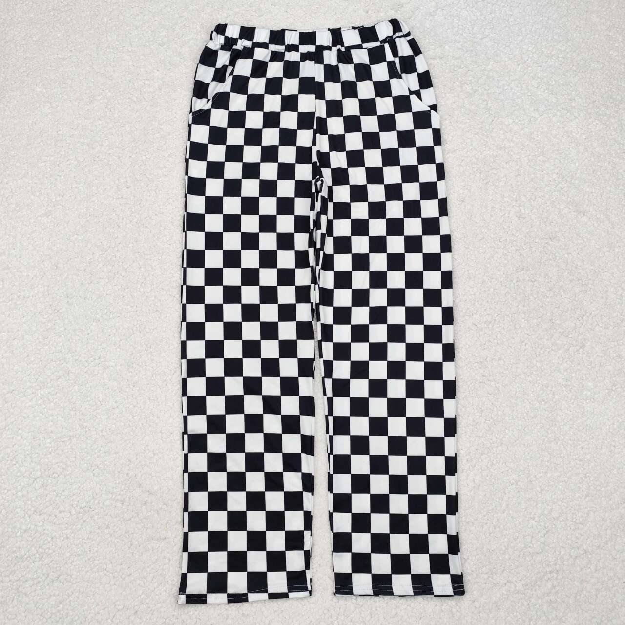 P0647 RTS adult pant black gingham adult women winter pant