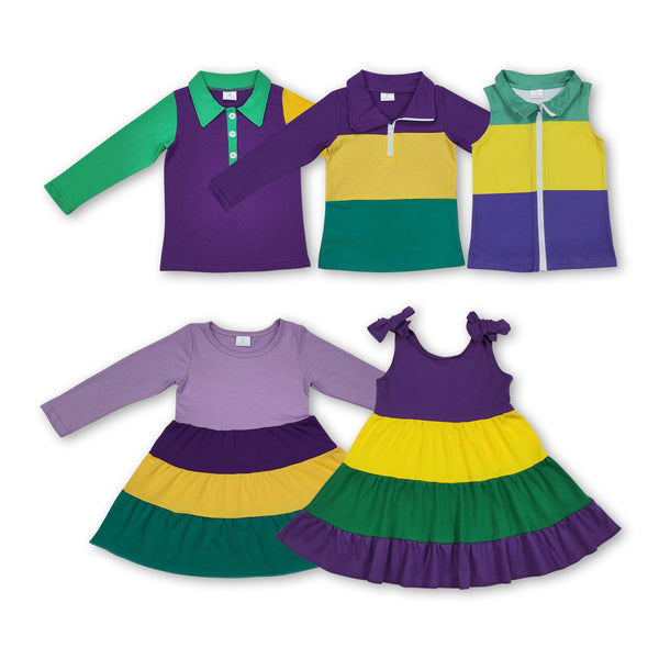 RTS kids matching clothing stripe print clothing baby mardi gras clothing-2025.12.18
