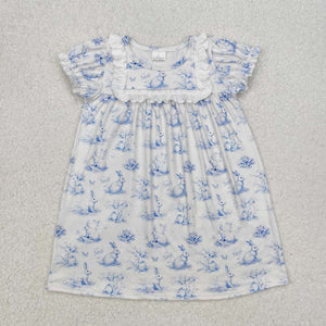 GSD1531 RTS toddler clothes blue rabbit baby girl easter summer dress