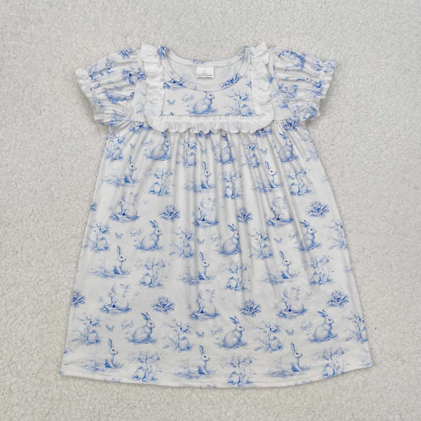 GSD1531 RTS toddler clothes blue rabbit baby girl easter summer dress