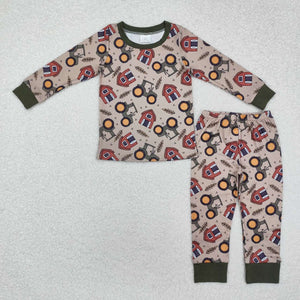 BLP0803 RTS toddler boy clothes farm clothes boy winter pajamas set