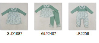 RTS kids matching clothing green floral print clothing girl winter clothing-2025.8.2