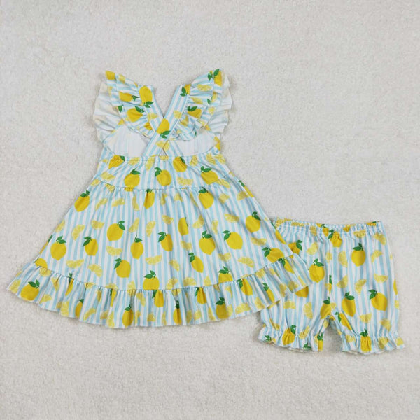 GSSO2026 RTS girl clothes lemon girl summer outfit girl summer shorts set