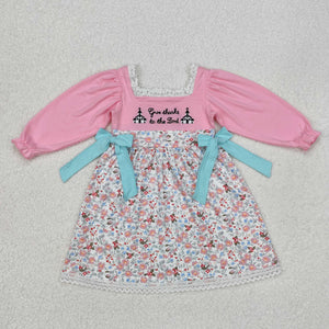 GLD0967 RTS  toddler girl clothes embroidery church girl winter dress