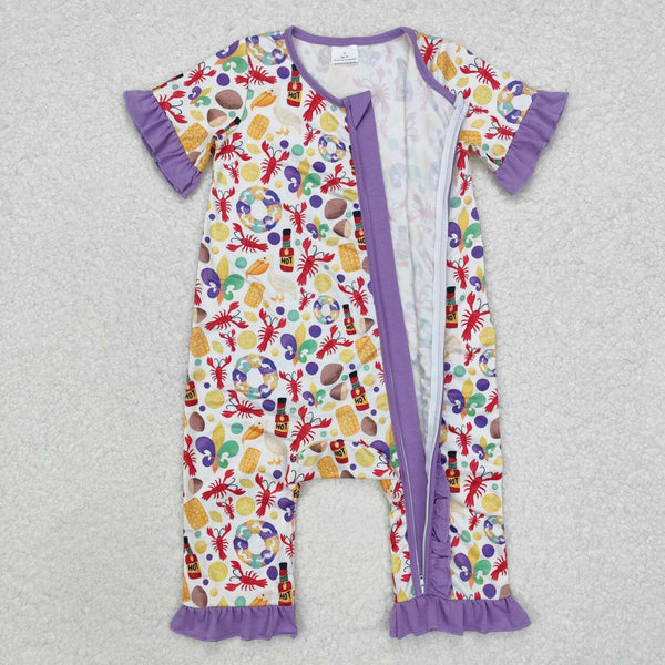 SR2019 RTS baby girl clothes crawfish girl mardi gras romper