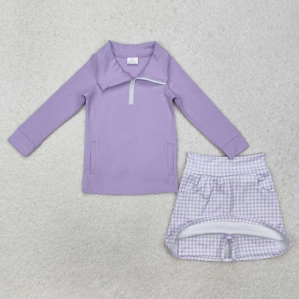 GLD0985 RTS baby girl clothes purple toddler girl fall outfit yoga clothes